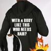 Humorous Quote Graphic Fleece-Lined Hooded Zip-Up Jacket, Windproof Durable Warm, Casual Versatile Coat