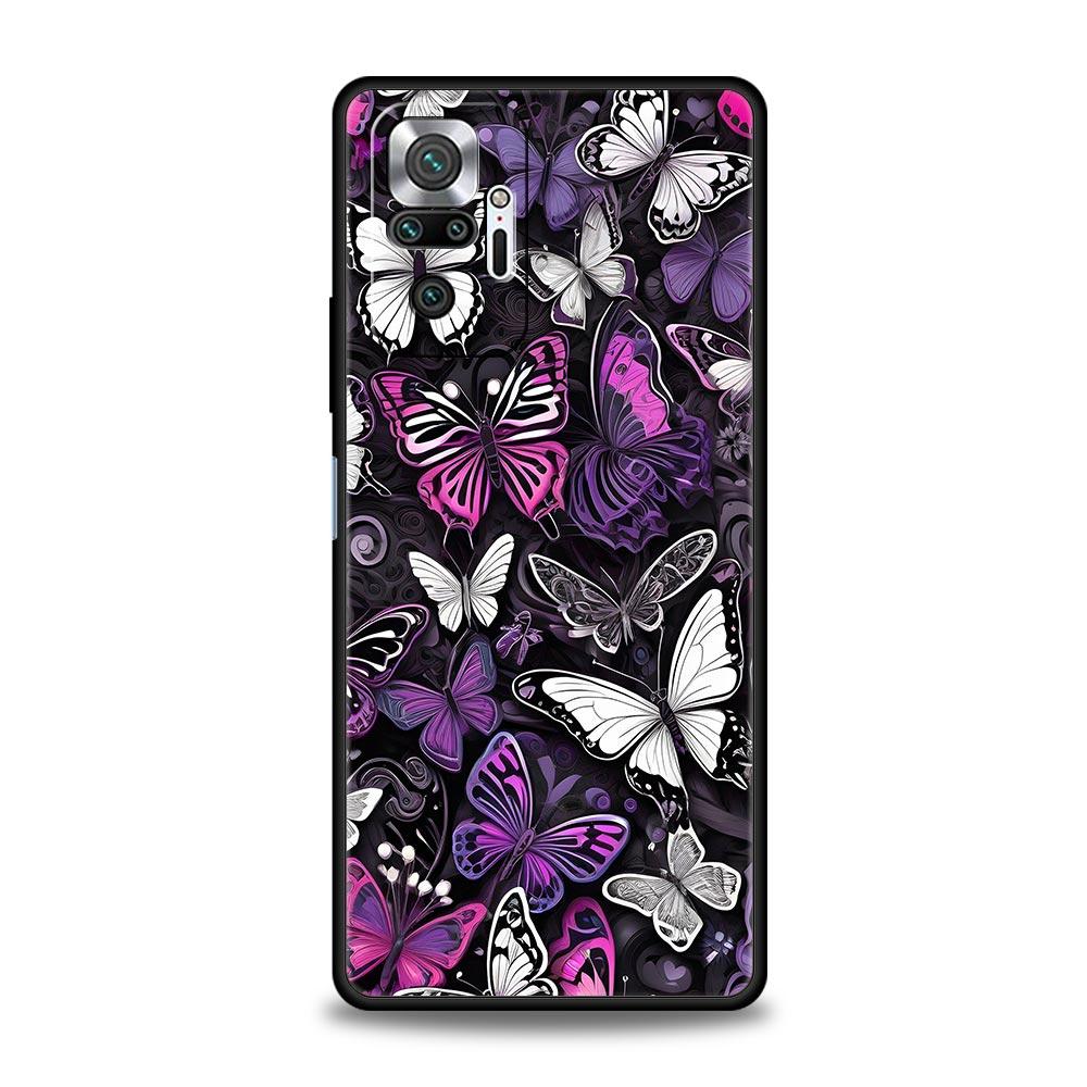 Fashionable Butterfly Flower Pattern Phone Case Cover for Redmi 14C 10C Note 15 14 13 12 10 11 K40 Pro Plus 5G Soft TPU Shell