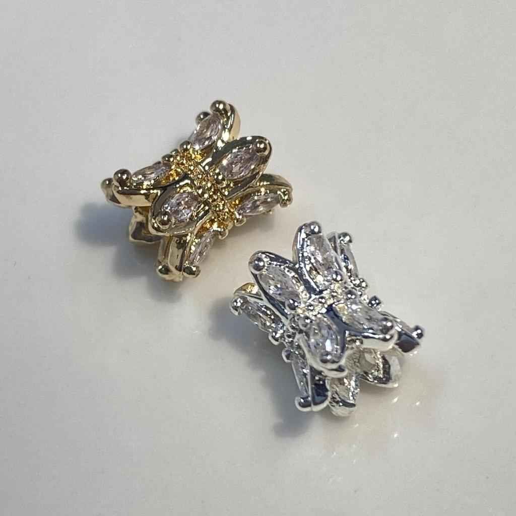 14K Gold Plated Zirconia Spacer Beads Flower Base DIY Bracelet & Phone Lanyard Accessories