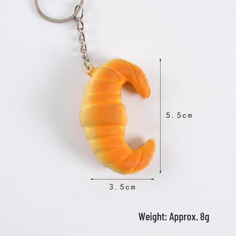 Mini Bread Keychain: Croissant & Pineapple Bun Squeeze Toy