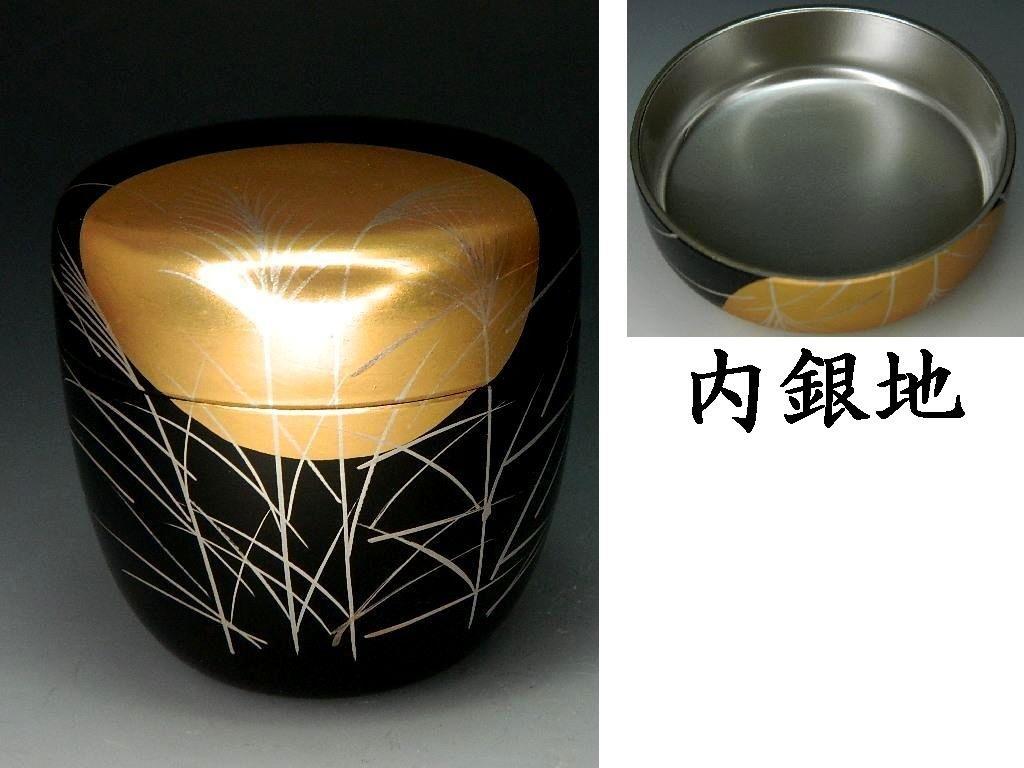 

Чайная утварь, чайница среднего размера с серебряным фоном, маки-э Мусасино