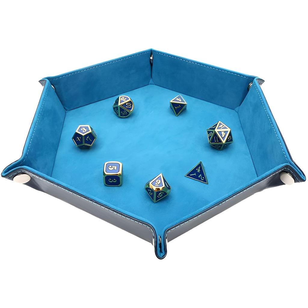 Sechseckiges Würfeltablett aus PU, Aufbewahrungsbox für verschiedene Dinge, Farbbox, Zubehör für Würfeltabletts für Brettspiele, Würfelturm aus Leder