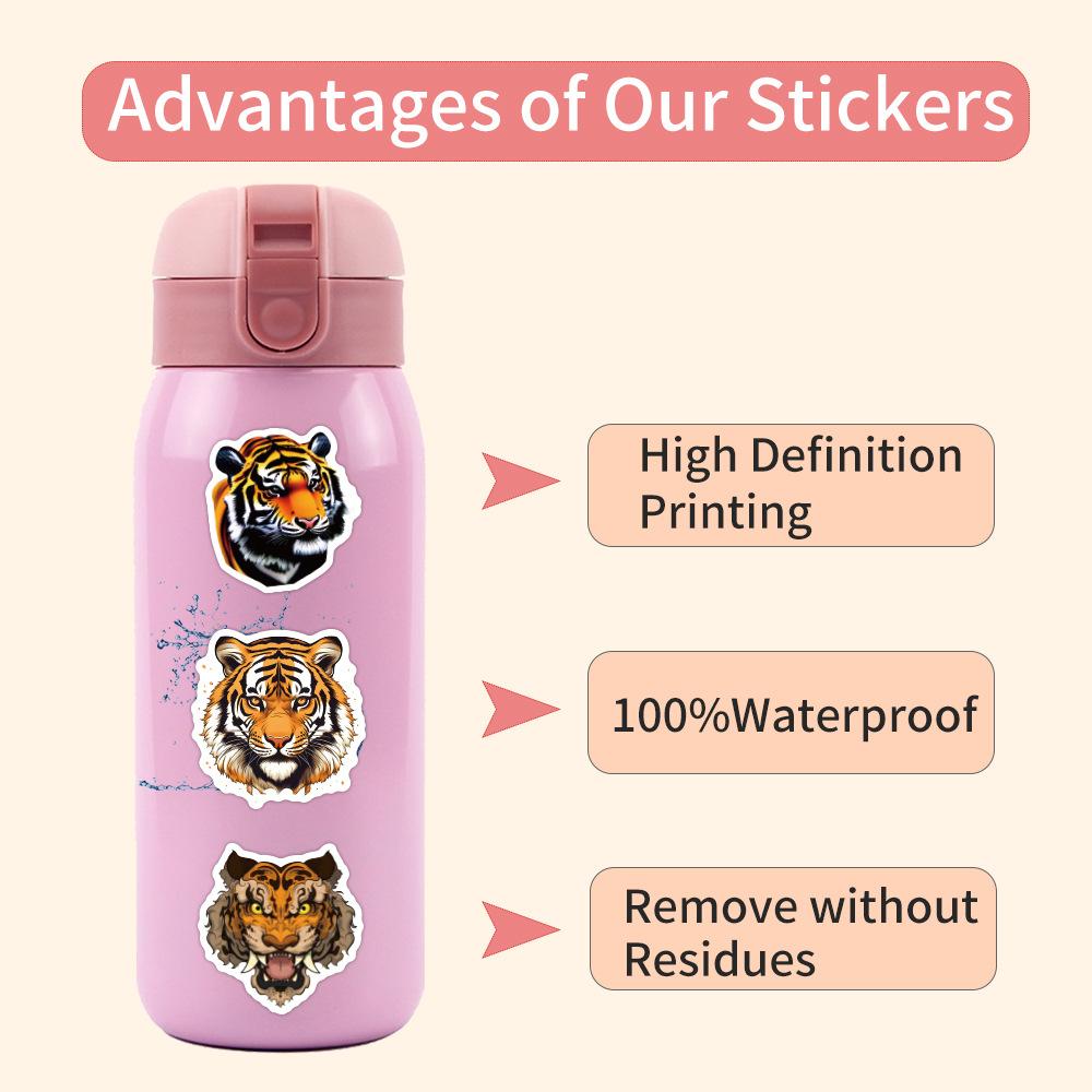 60 New Tiger Cartoon Graffiti Stickers Decorate Notebook Suitcase Mobile Phone Case Stickers