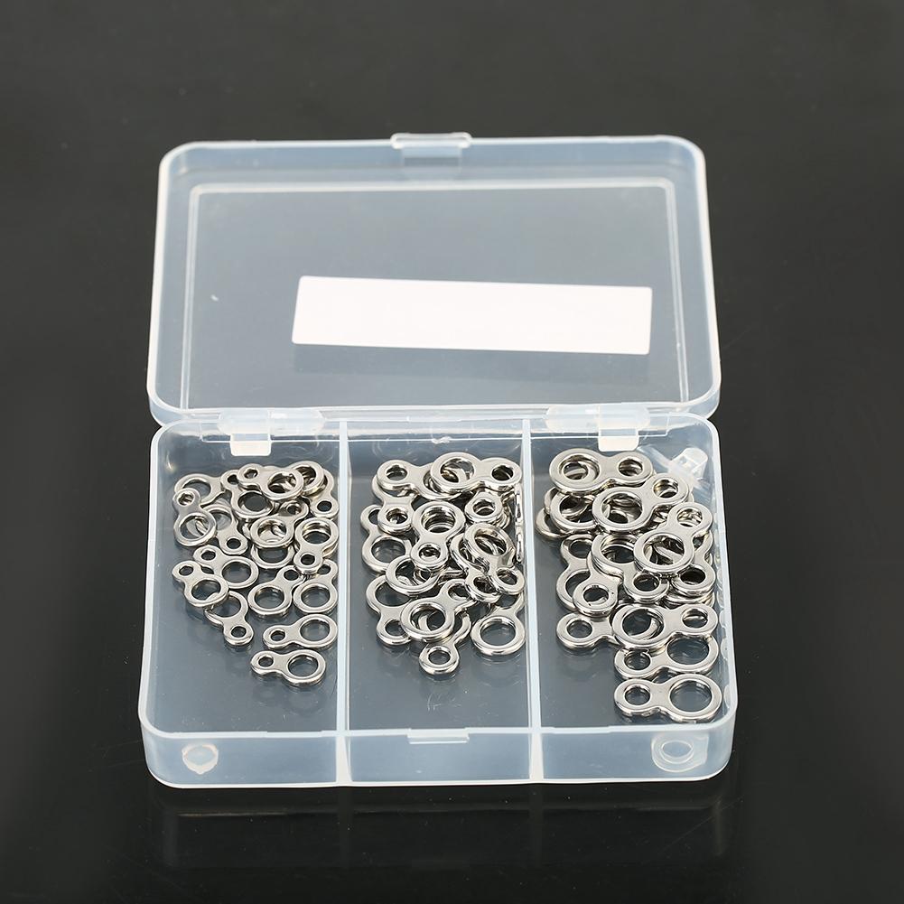 60pcs Stainless Steel Solid Fishing Figure 8 Jigging Rings Lure Tackle Accessories