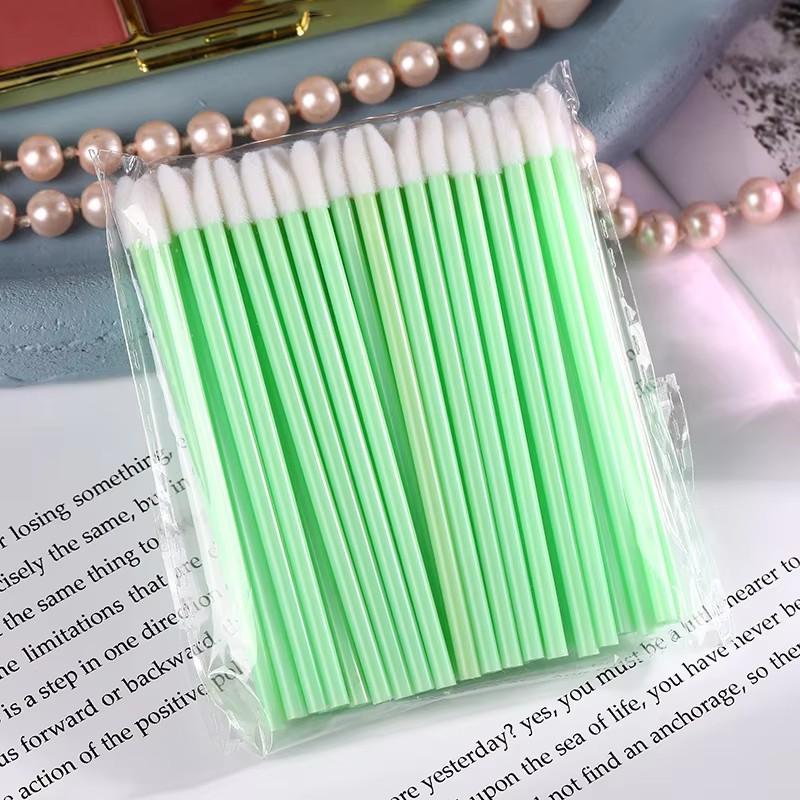 50pcs Disposable Nylon Lip Brushes with Handle Microswab Mascara Applicator for Lipstick Lip Gloss Wands Lash Cleaning Wands зелёный