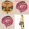 Hamburger Donuts Pizza Design Strandtuch für Kinder und Erwachsene aus Polyesterstoff für Pool und Strand