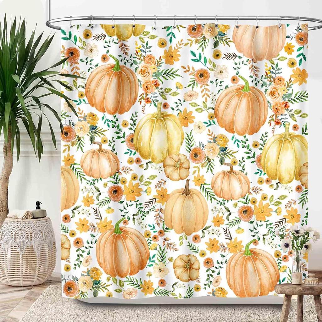 Christmas Shower Curtain,Winter Fireplace Xmas Trees Gifts Printed New Year Waterproof Fabric Bathroom Shower Curtain Set with