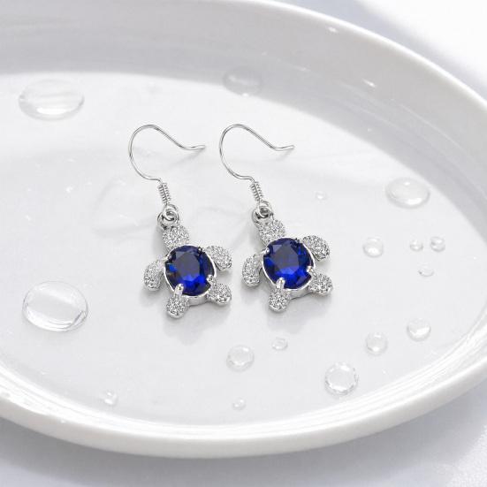 1 Pair Hook Earrings, Turtle Shape Drop Earrings with Rhinestones Inlaid, Summer Style Polished Smooth Earrings for Jewelry Gift