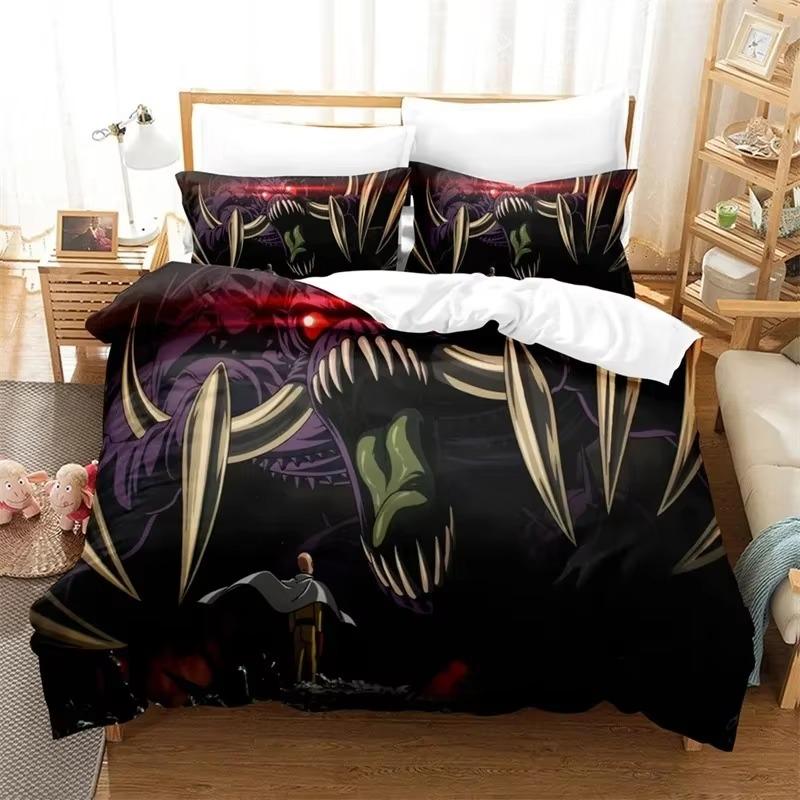 Anime One-Punch Man Saitama Bedding SetDuvet Cover Comforter Bed Set Quilt Cover PillowcaseKing Queen Twin Size Boys Girls
