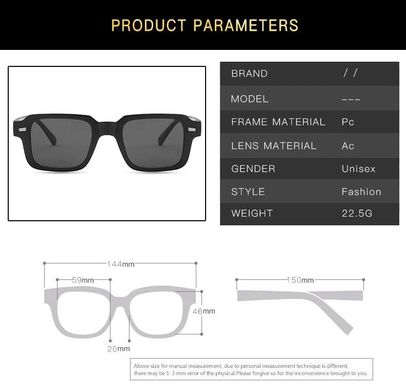 Lunettes de soleil Femmes Mode Hommes Design Carré Lunettes de Soleil Vintage Féminin Masculin Monture en Plastique Élégant