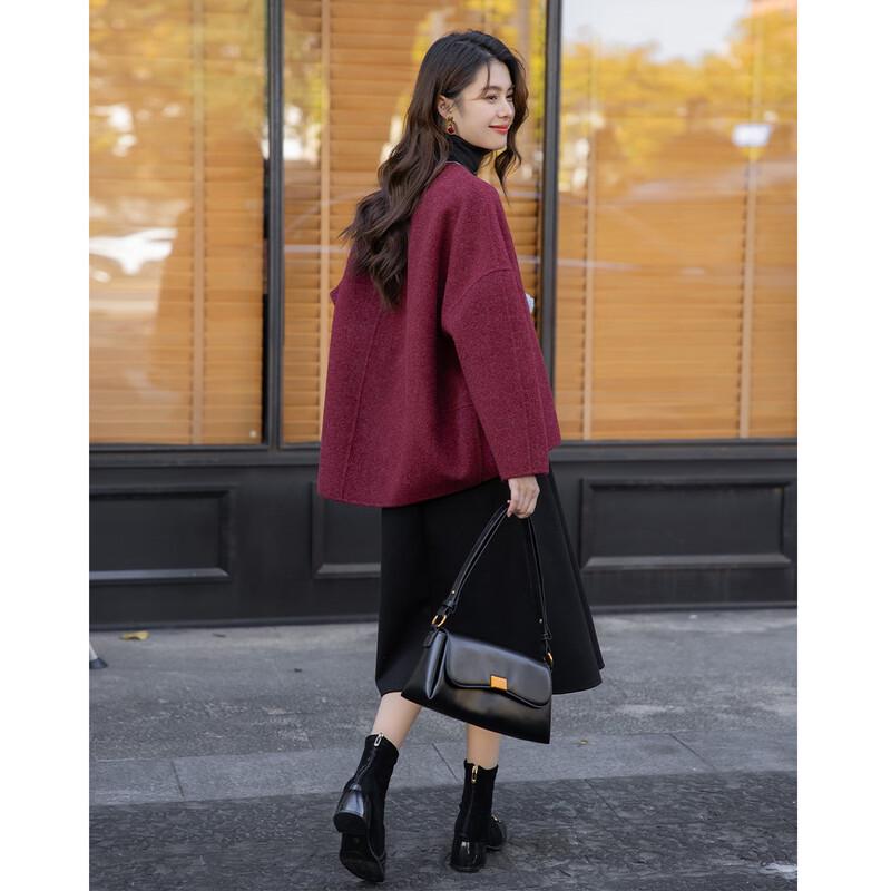 Mocana French Hepburn Style Double-Faced Wool Short Coat