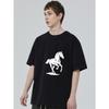 Black T Shirt With White Horse Print For Casual Wear