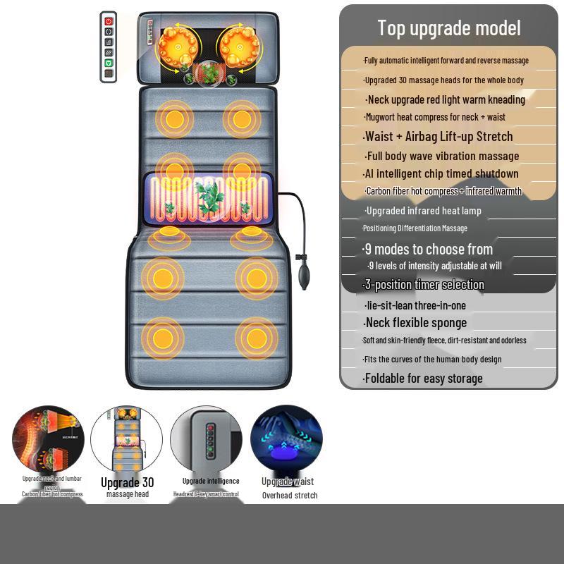 Portable Full-Body Massage Mat: Multi-Function Electric Massager for Cervical Spine and Waist with Kneading & Folding Features