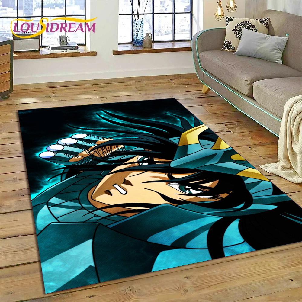 Cartoon Saint Seiya 3D Retro  Anime Rug Carpet for Living Room Bedroom Home Decor,Floor Mat Non-slip for Sofa Doormat Gift Kids