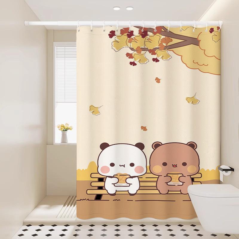 Cute Shower Curtain Thickened Waterproof Bathroom Bathroom Bathroom Bath Shower Dry And Wet Separation Hanging Curtain