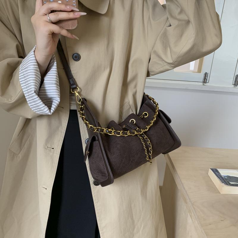 Hochwertige Wildleder-Ketten-Umhängetasche 2025 für Damen - Lässiger Herbst-Arbeitsweg