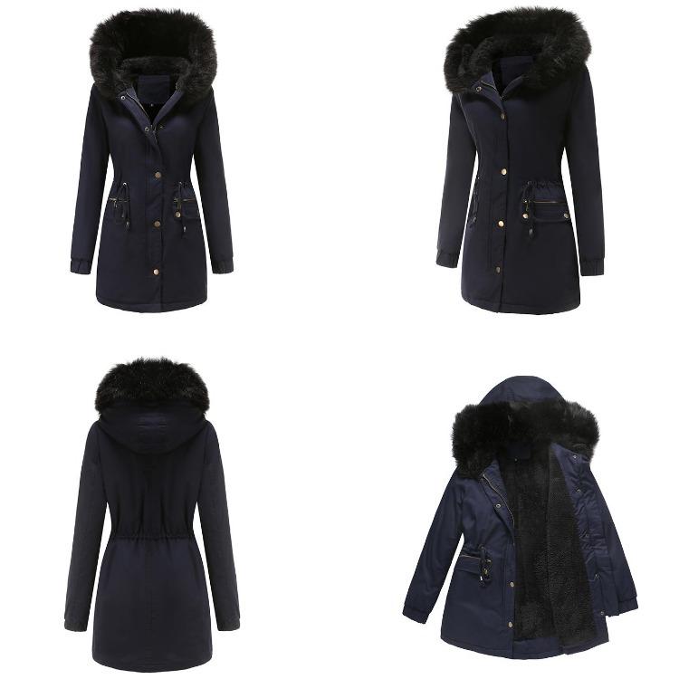 Women Warm Hooded Long Winter Parka Coat Fleece Lined Padded Thickened Military Puffer Jacket Faux Fur Overcoat Casual Fashion Outerwear New