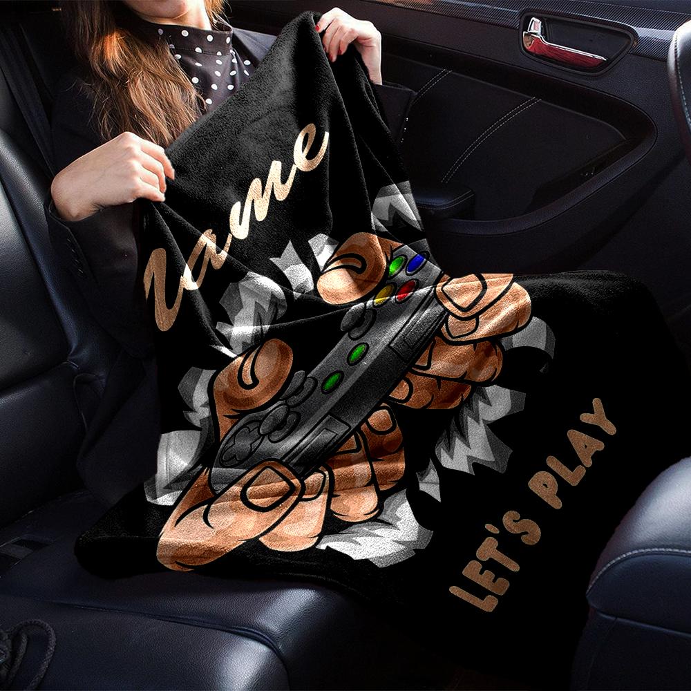 Custom Name Game Controller Theme Printed Blanket - Perfect for Couch, Bed, Travel & Outdoor Use | Machine Washable, Cozy & Durable.