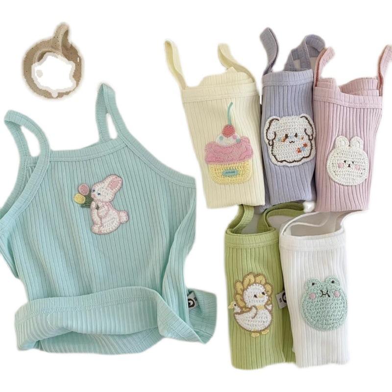 Girls Candy Camisole Summer Sleeveless Top With Cartoon Embroidery Stretchy Vest For Kids Baby Clothing