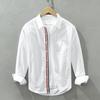 Korean Style Long Sleeve Men's Casual Shirt Youth Youth Ribbons Button Shirt Pure Cotton Oxford Men Tops