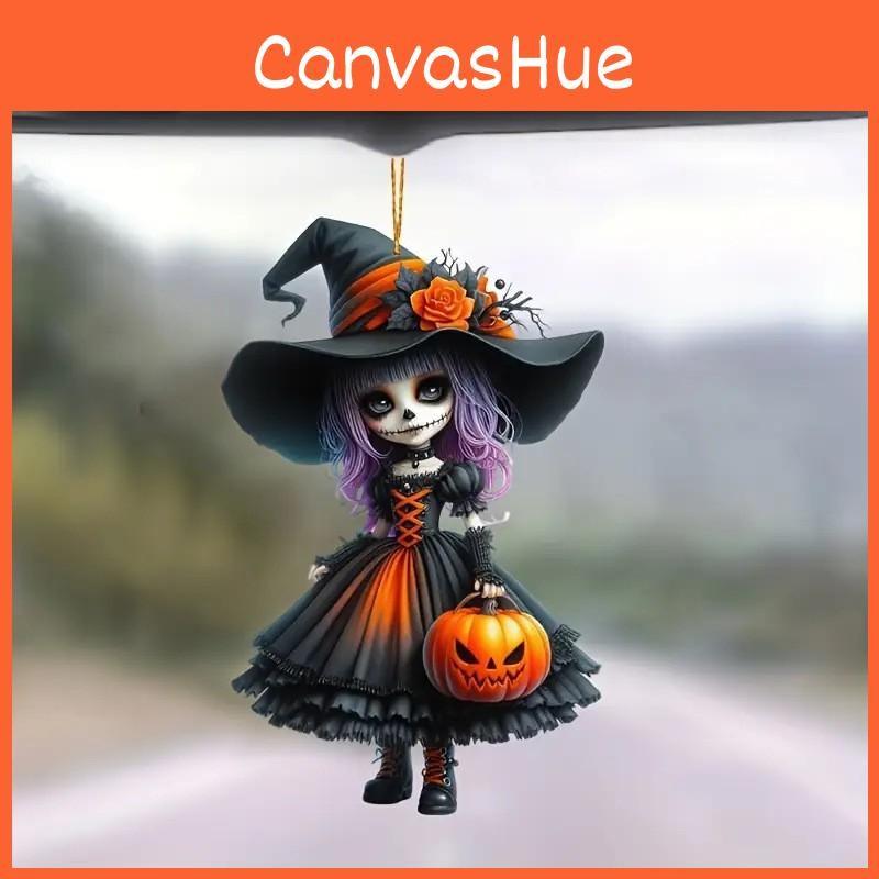 Car Halloween Acrylic Ornament Cute Witch Decor Auto Interior Accessory Tree