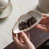 Retro Cream Ru Kiln Ceramic Tea Scoops Tea Leaf Container Tea Shovel Tea Presentation Vessel Saucer Tea Ceremony Accessories