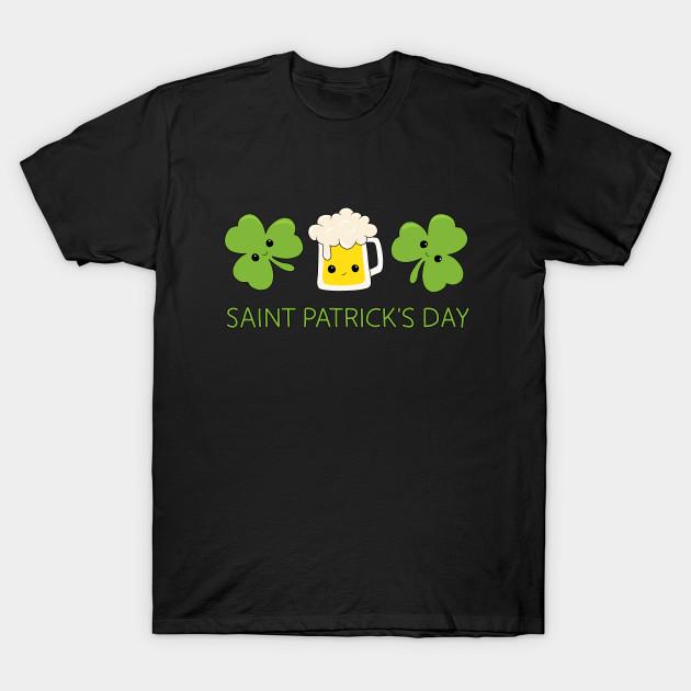 Men Black Print T-shirt St Patricks Day No-Cut Transfer Paper Print Cotton Tshirt 4XL