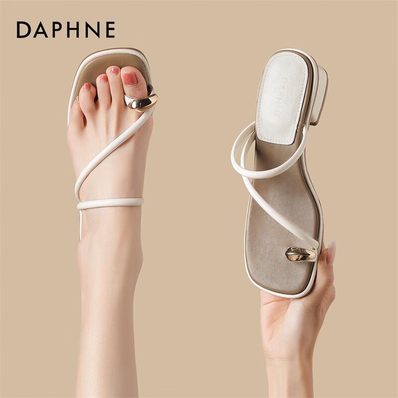 Daphne Women s Square Toe Thong Block Heel Sandals 39