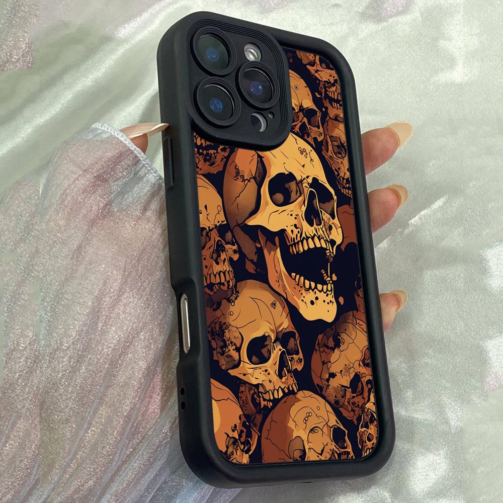 JT228 Eerie Overlapping Skull for iPhone 17 16 15 14 13 Pro Max Samsung S26 S25 Ultra A17 A16 A07 A56 A36 A26 Xiaomi 15T Redmi 15c 14C 13C Soft Case