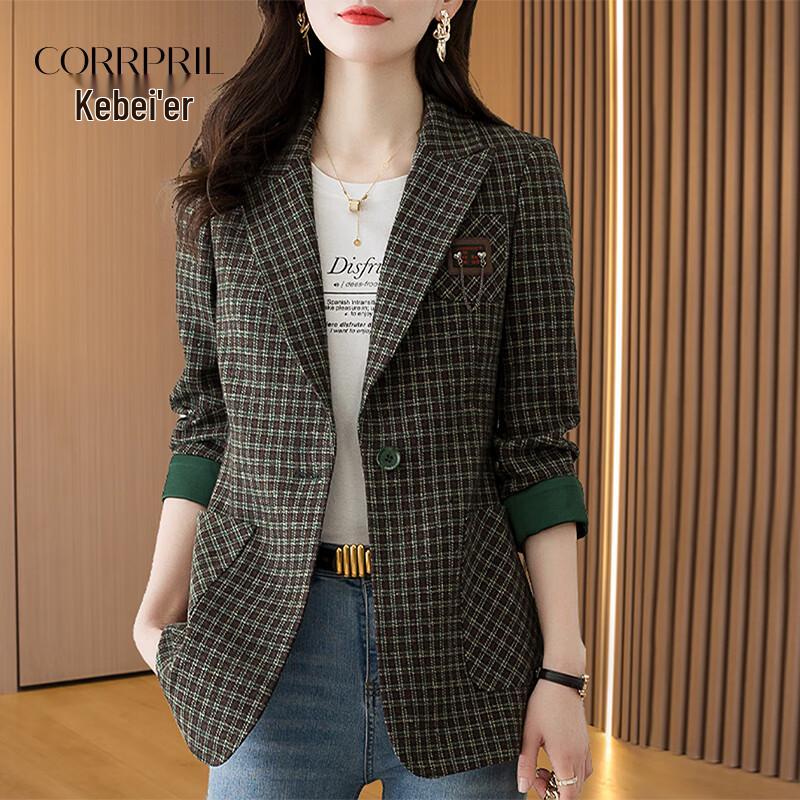 

Женский клетчатый короткий блейзер L