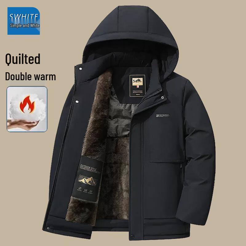 Men's Winter Fleece-Lined Thickened Casual Padded Jacket