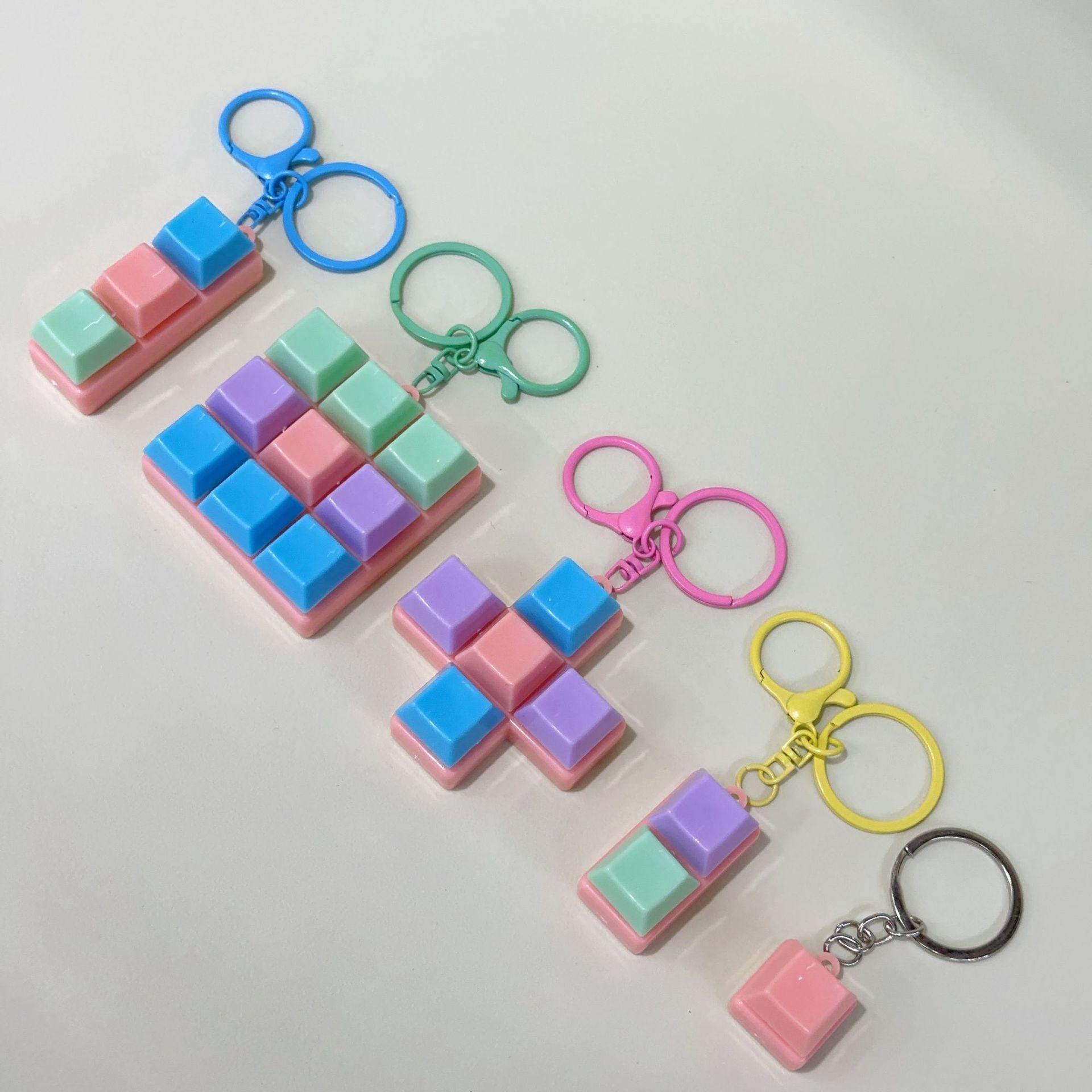 Children S Toy Decompression Button Tetris Keychain Decompression Casual Button Toy Creative Keyboard Pendant