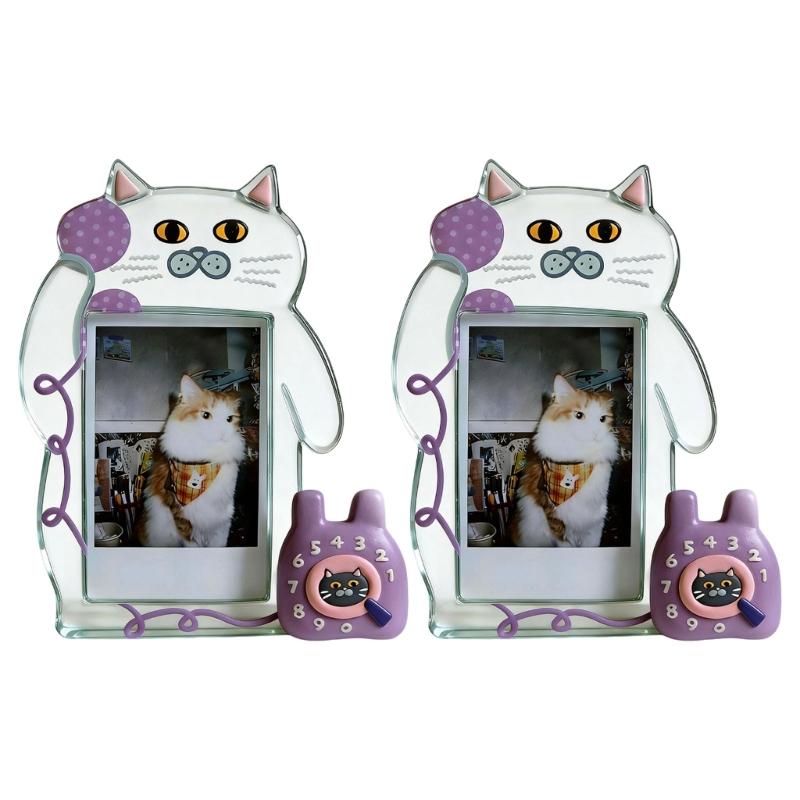

Clear Acrylic Picture Frame Cartoon Cats Photo Frame Photo Display Holder for Home Office Desktop Decors Collections