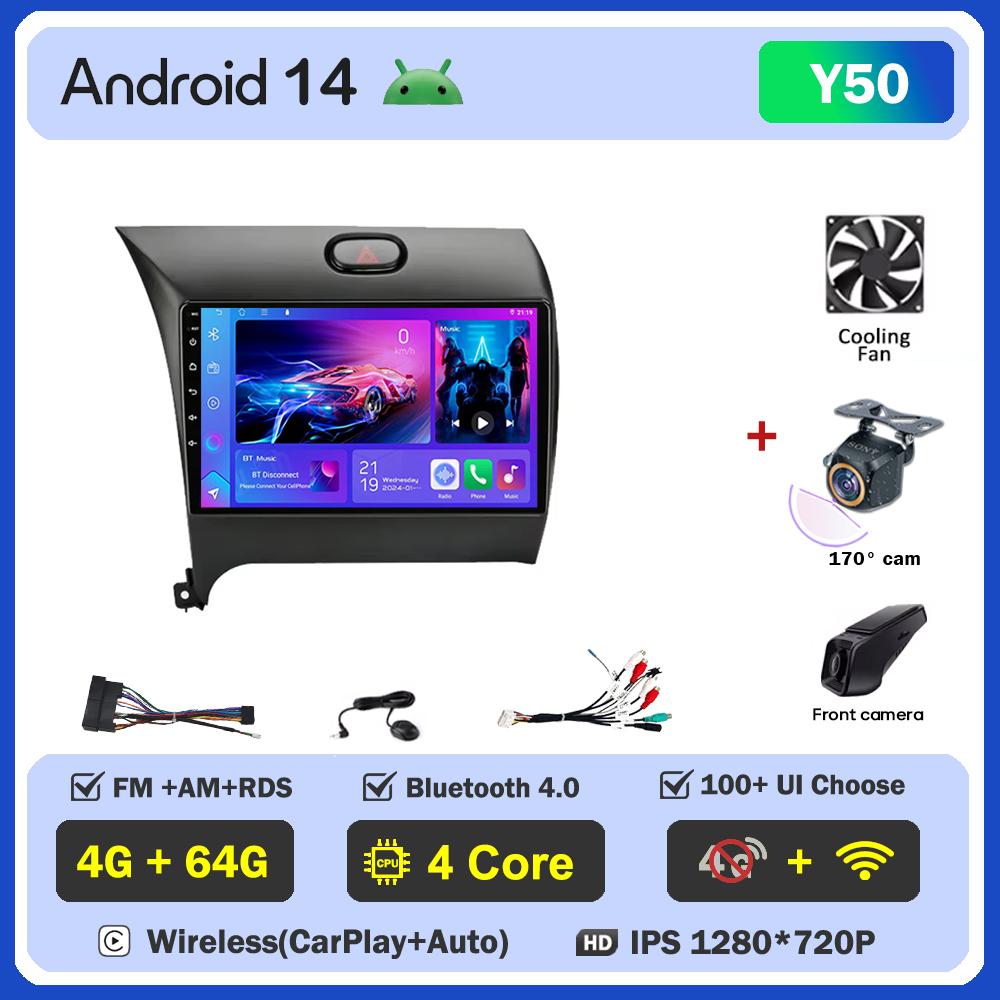 Android 14 For Kia Cerato 3 K3 Forte 2013 - 2017 Car Carplay Radio Touch Screen Smart Intelligent Systems GPS Navigation No 2din