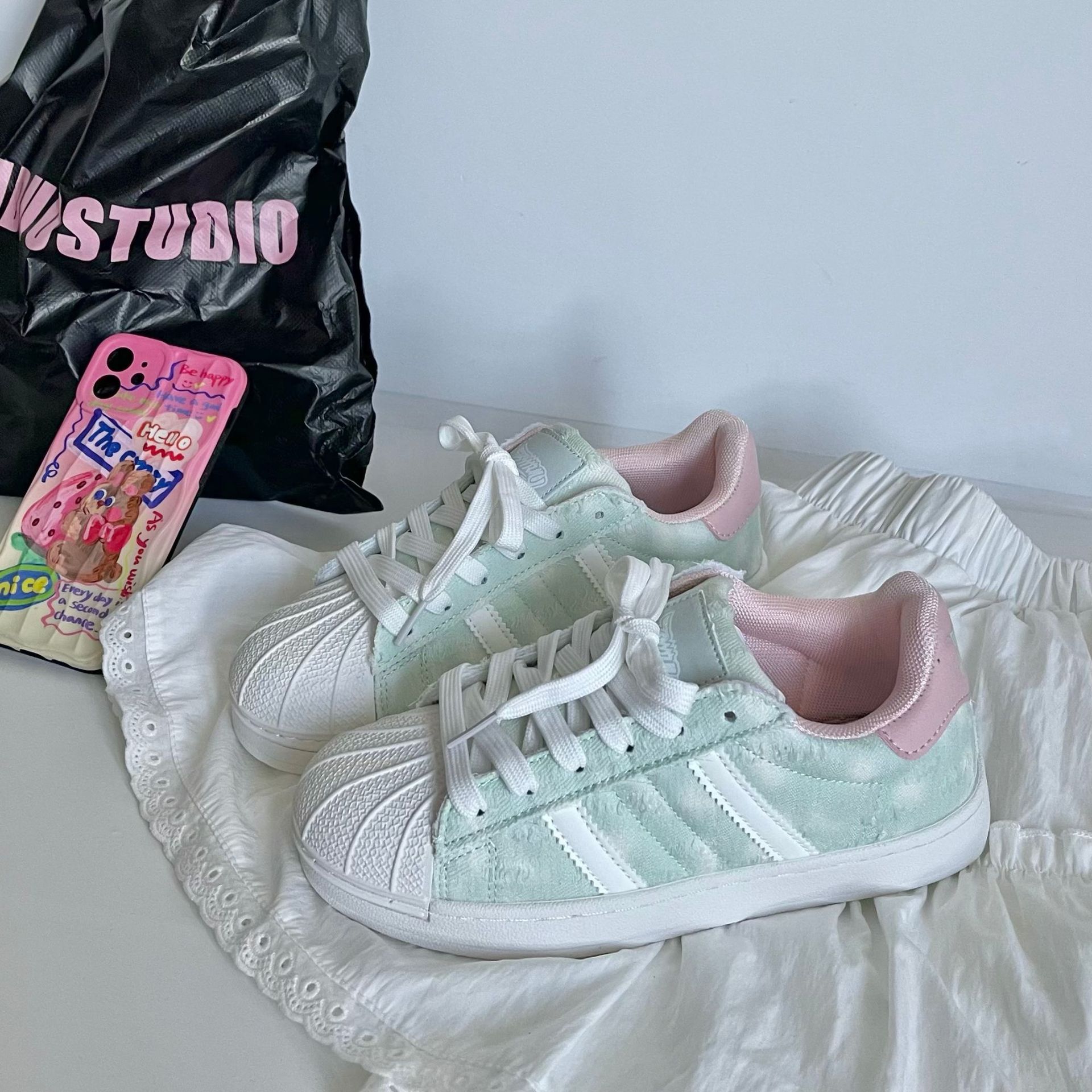 

Summer rainbow cream sneakers shell head chic board shoes couple Harajuku 36
