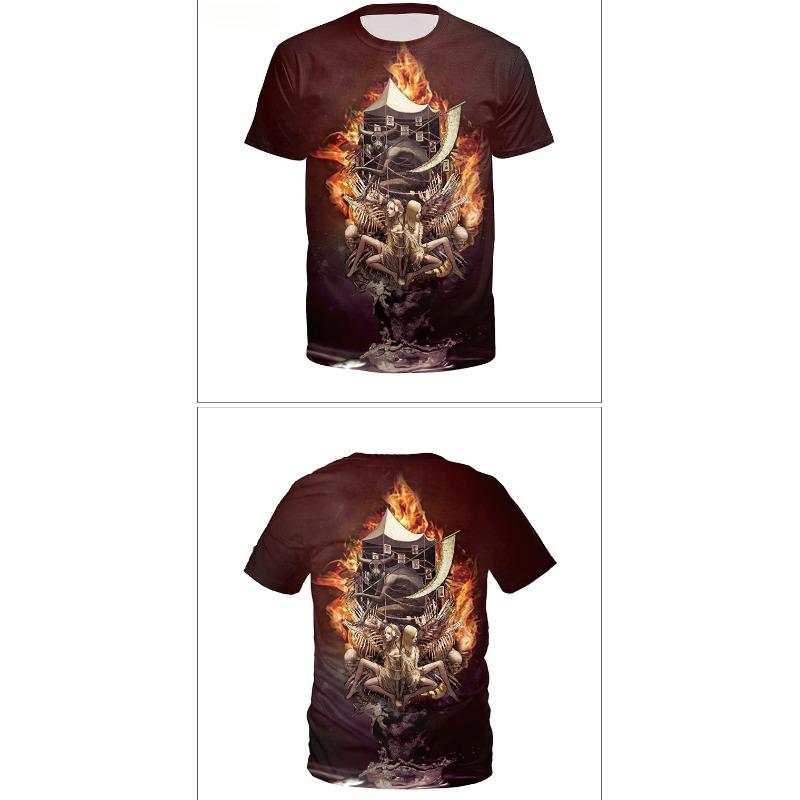 Summer Round Neck 3D Animal and Fantasy Print Top Fashionable Casual Short Sleeved Men's T-shirts