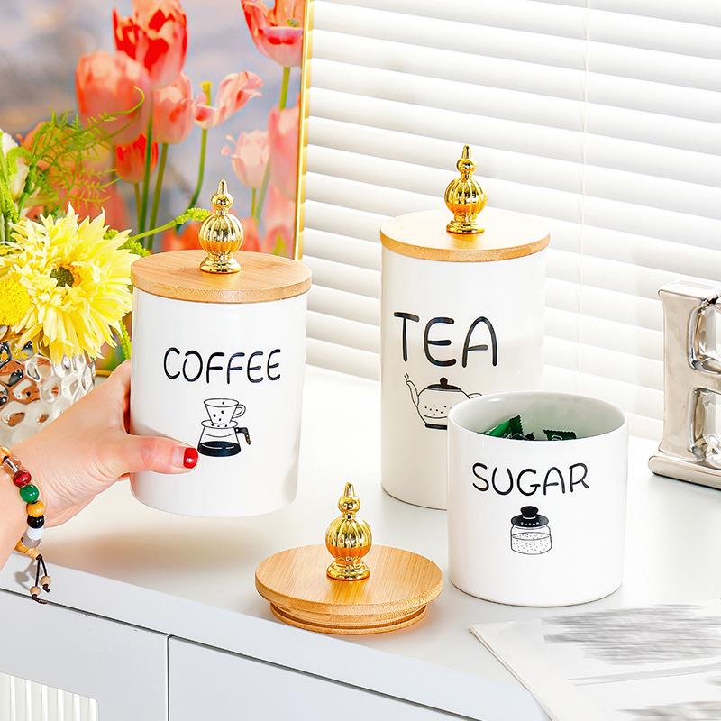 White Ceramic Moisture-Proof Storage Jars with Lids - Ideal for Sugar, Tea, and Beans