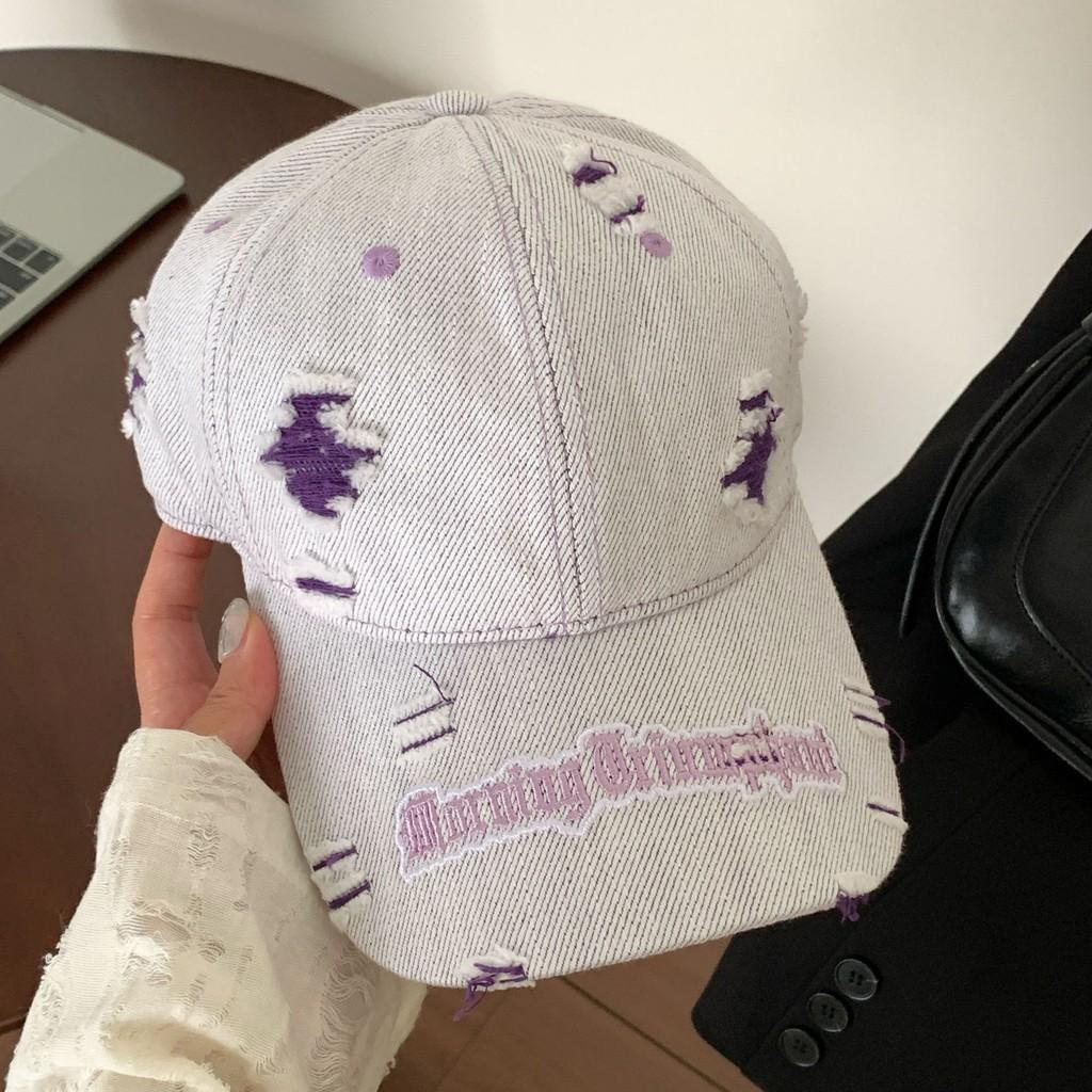 Splicing Fashion And Ripped Design Women Summer Casual Sunshade Baseball Cap