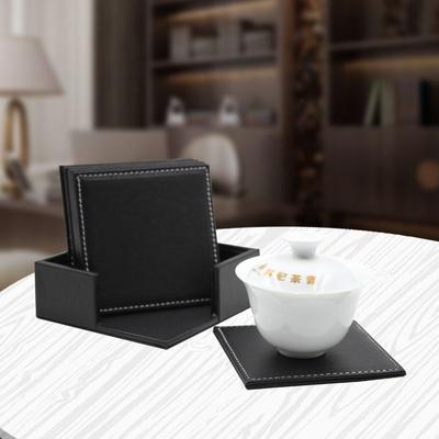 6 teile/satz Business Leder Untersetzer Wärmedämmung Untersetzer Tee Platz Leder Tee/Kaffee Tasse Pad Schreibtisch Dekor