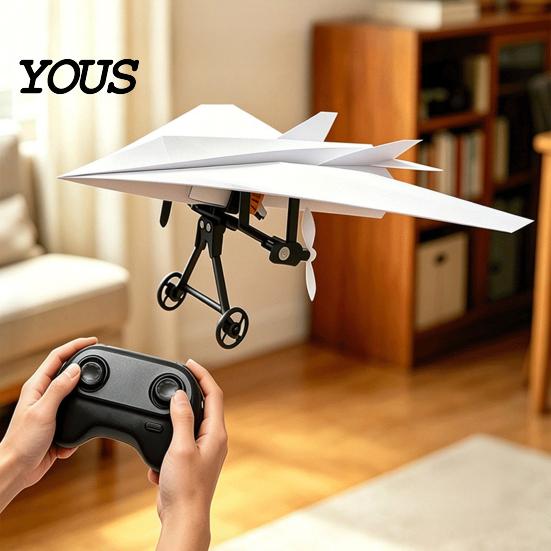 DIY Aircraft Building Kit Remote Control Paper Airplane Kit, with Gyro Stabilizer, 2.4GHz Wireless RC Indoor Outdoor Toy Plane Set, Educational