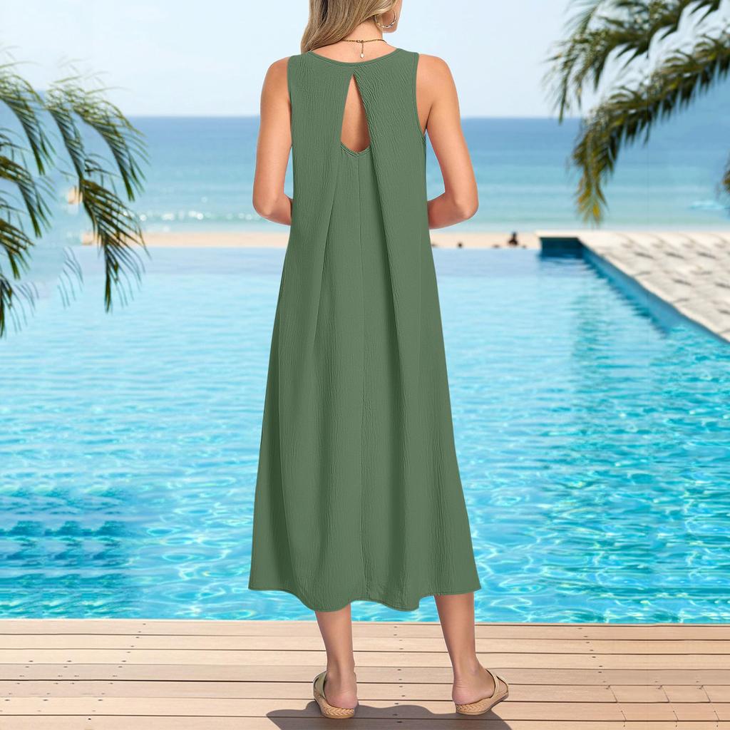 Dames strandjurk met korte mouwen, casual jurk