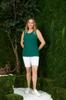 Women's Style Big Size T-Shirt Plus Size Green Undershirt With Pearl Stone Detail