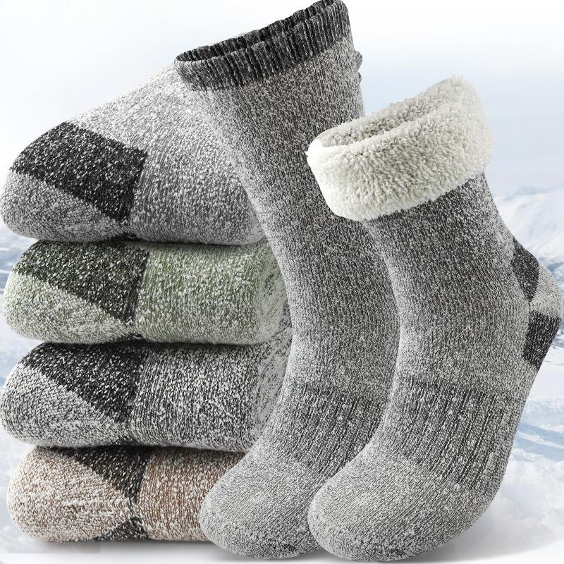 3 Pairs Men Women Winter Thick Thermal Socks Heavy Duty Fleece Ski Hiking Outdoor Floor Socks