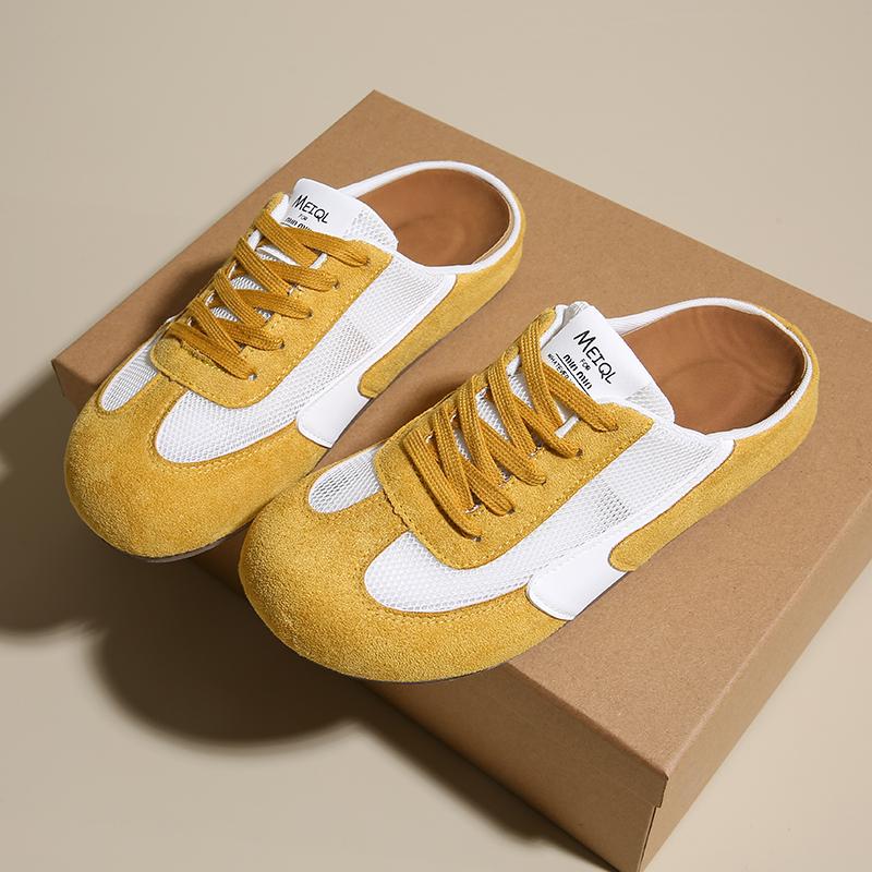 CRLAYDK Summer Women's Footbed Comfortable Slip On Mules Mesh House Slippers Ladies Backless Slide Loafers Casual Flats Shoes