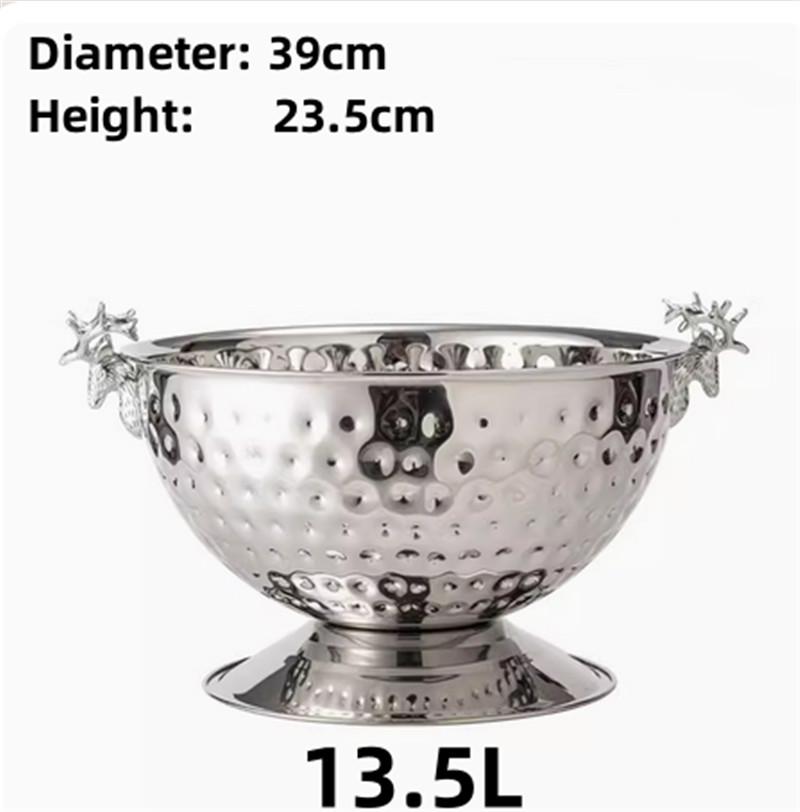 304 stainless steel Deer Head ear GOLD SILVER big ICE BUCKET BOWL CHAMPAGNE Large champagne bar bucket beer bucket basin