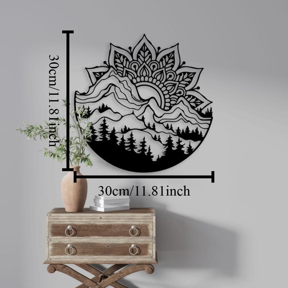 

Boho Metal Wall Art Mandala Mountain Sun Home Decor 12in чёрный