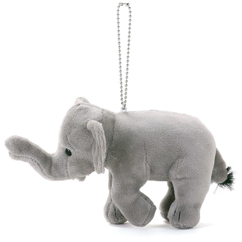 COLORATA Plush Asian Elephant Mascot Wild Cute Animal Keychain Doll Gift Christmas Present (Realistic Animal/with Chain) (Twice Tested) /