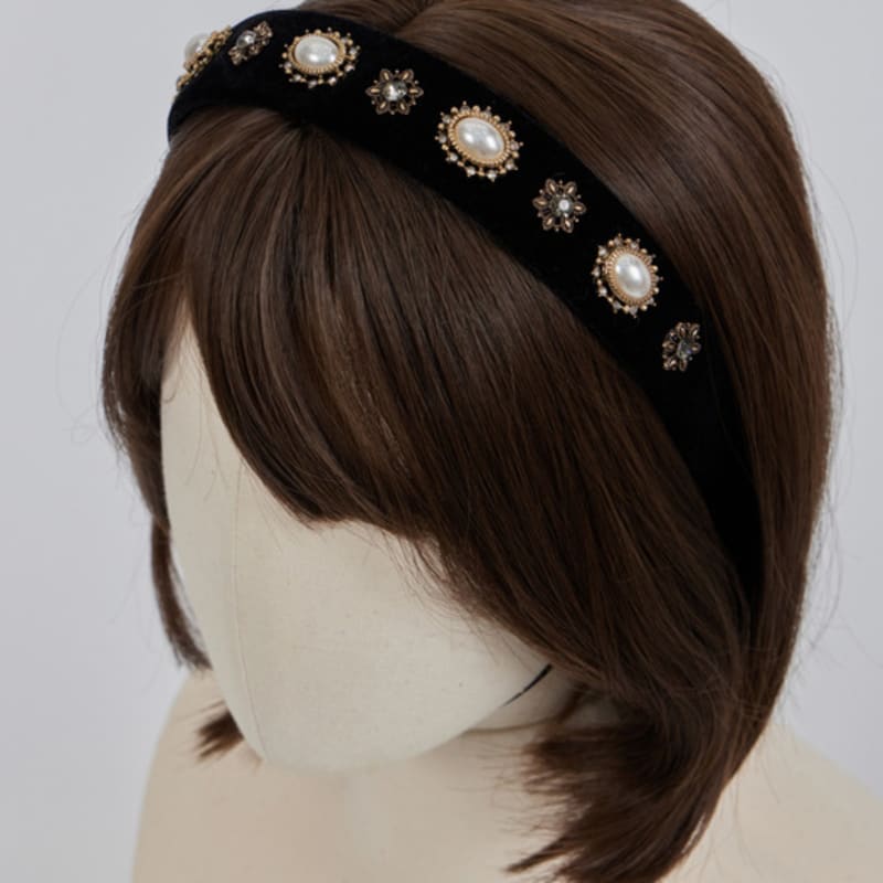MAIA Velvet Antique Pearl Hairband
