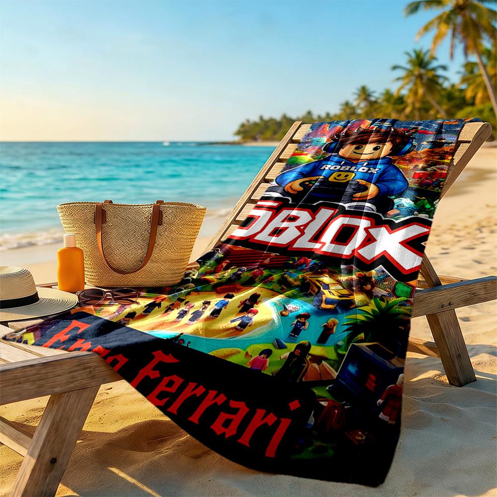 Ręcznik plażowy Roblox Super miękki z mikrofibry Szybkoschnący Materiał Wygodny Lekki Idealny do podróżowania Jogi Kempingu i Pływania