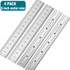 6 Inch Machinist Ruler, 4-Pack Stainless Steel Precision Scale Ruler with Inch/Metric Etched Markings, Dual Side Measuring Rule for Engineers, Dr